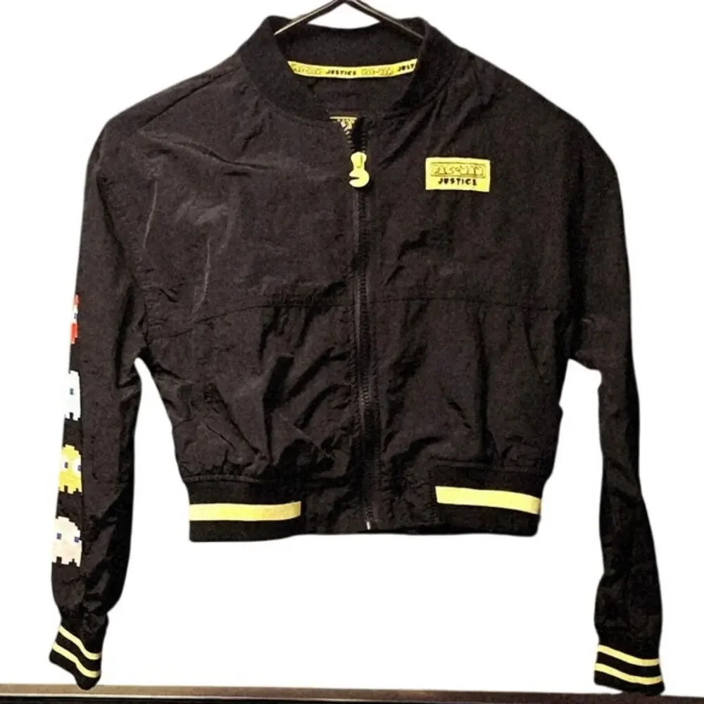 Justice Pac-man zip up bomber jacket size kids 7/8